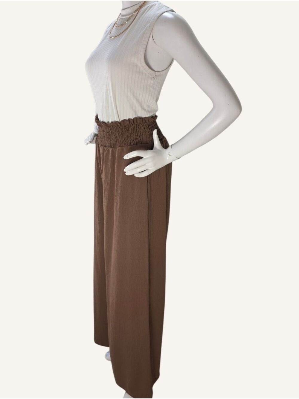 Michelle Mae Cocoa Smocked Wide Leg Palazzo Pants Medium NWOT - Picture 5 of 9